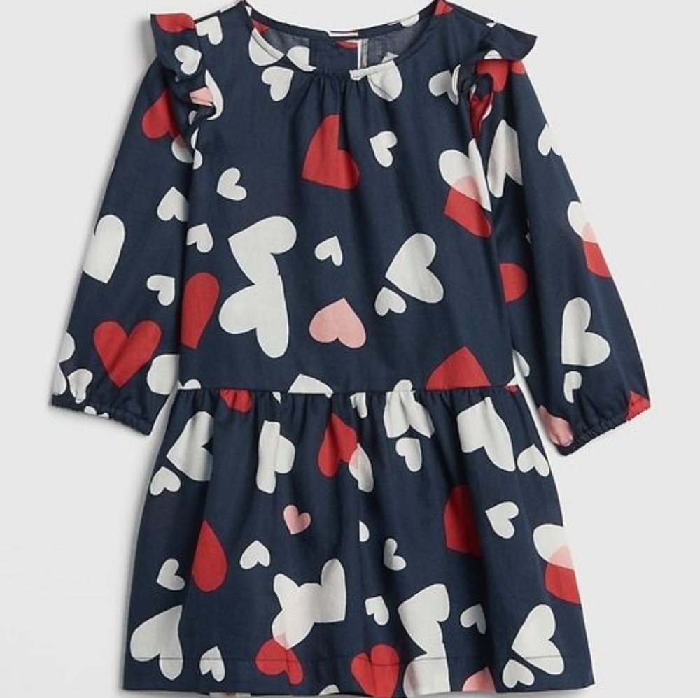 Gap Baby Heart Ruffle Dress Dark Night